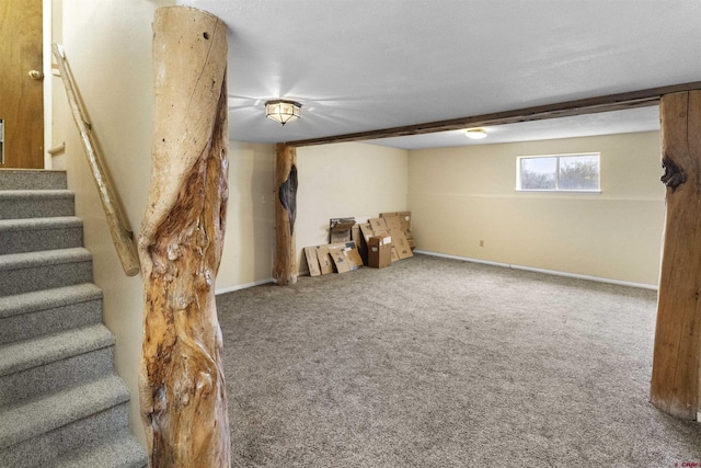 801 S Nevada Ave, Montrose, CO 81401 - basement featuring stairs, baseboards, and carpet flooring