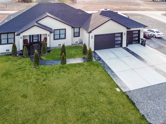 18640 Serenity Ct, Delta, CO 81416 - ranch-style house with a garage, stucco siding, concrete driveway, and roof with shingles