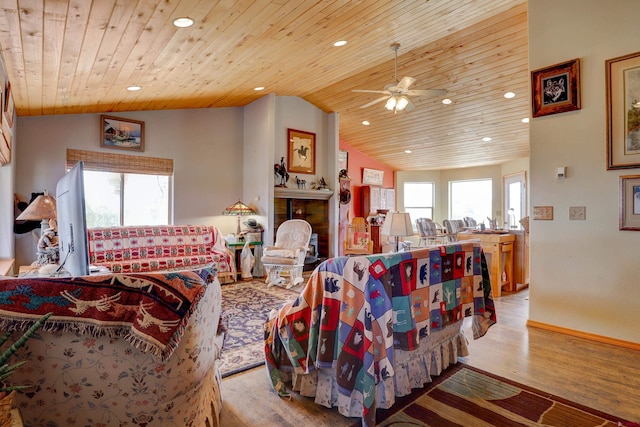 18725 Rd 25.8, Dolores, CO 81323 - living area with a wealth of natural light, wood finished floors, vaulted ceiling, and a ceiling fan