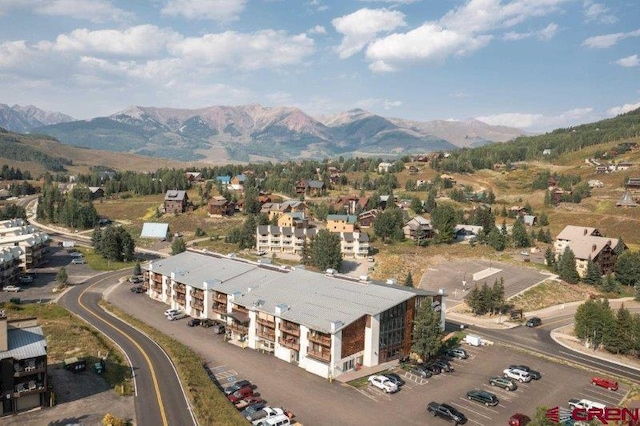 drone / aerial view with a mountain view