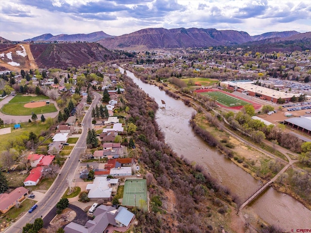 bird's eye view with a mountain view