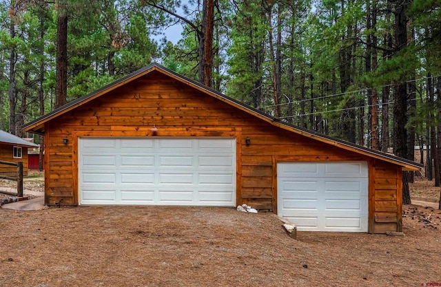 view of detached garage