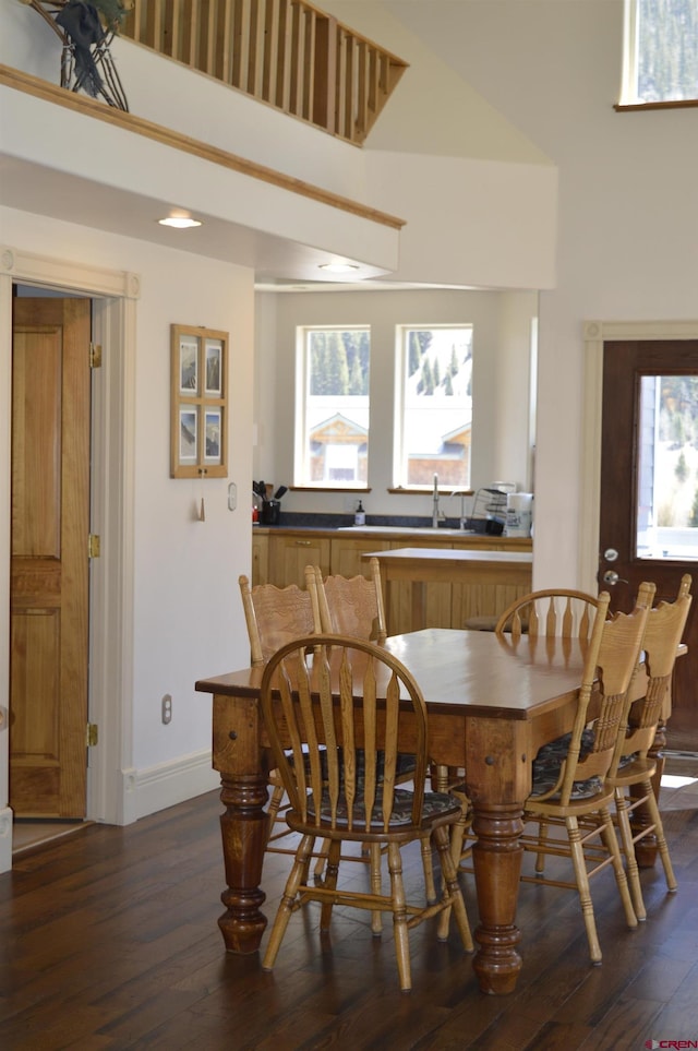 1125 Cement St, Silverton, CO 81433 - dining area featuring dark wood-style floors and baseboards