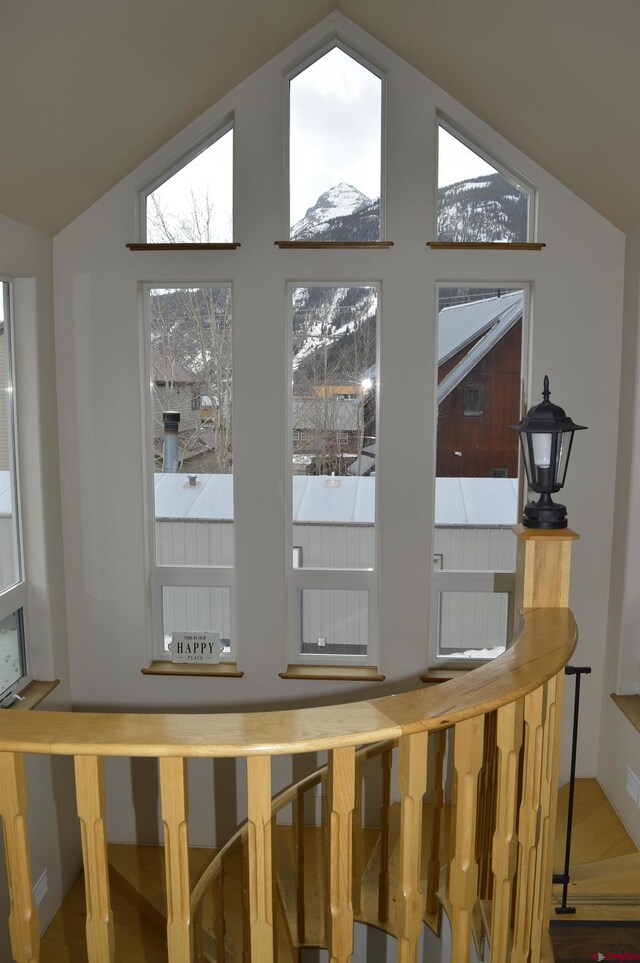 1125 Cement St, Silverton, CO 81433 - stairs featuring high vaulted ceiling