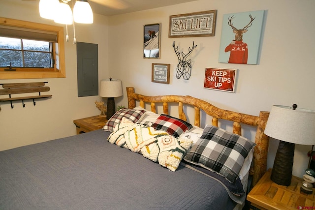 bedroom with electric panel