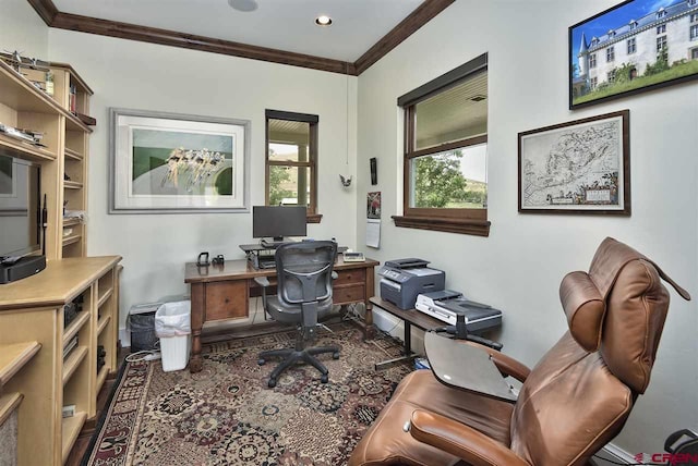 3575 E Rd, Palisade, CO 81526 - home office with recessed lighting and crown molding