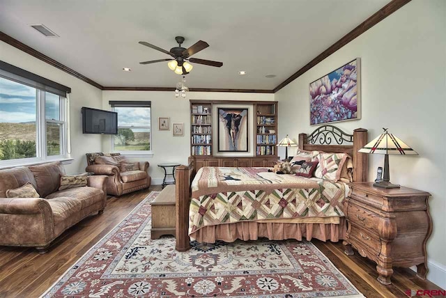 3575 E Rd, Palisade, CO 81526 - bedroom featuring wood-type flooring, baseboards, ornamental molding, and visible vents