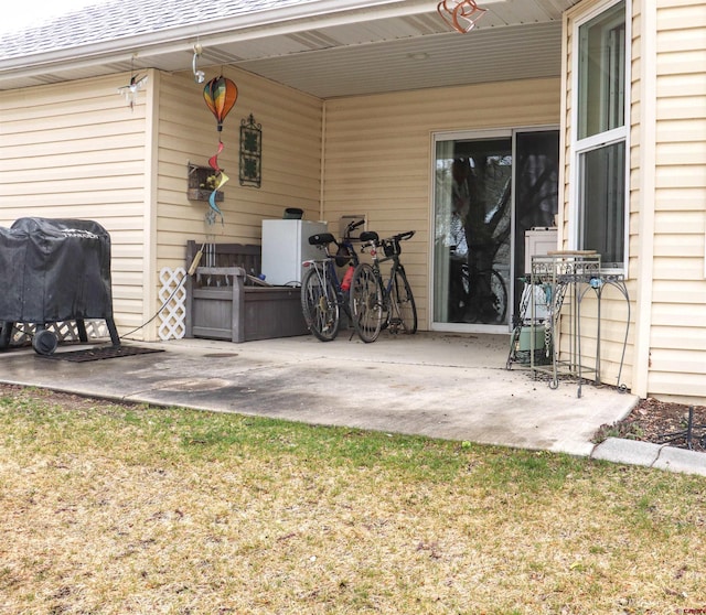 view of patio / terrace with grilling area and a carport