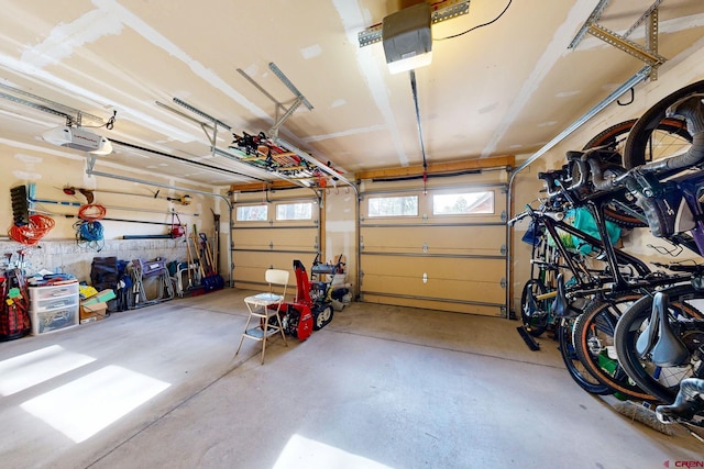 garage with a garage door opener