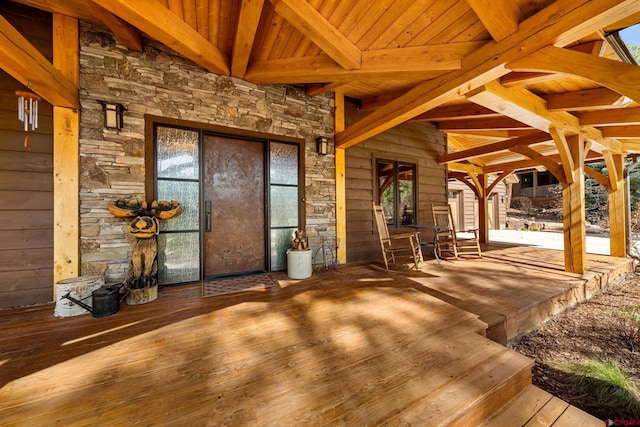 deck with a porch