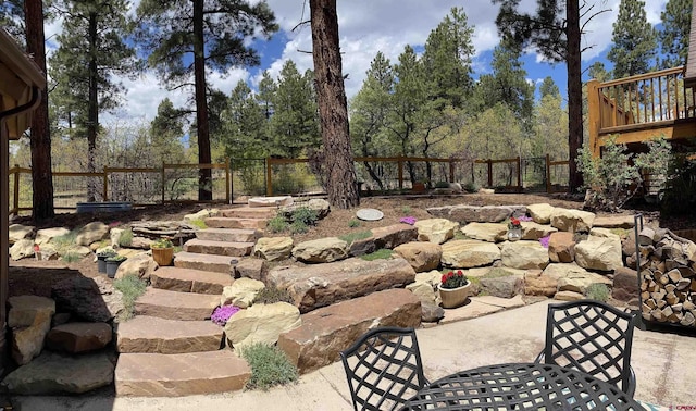 view of yard featuring a patio and a fenced backyard