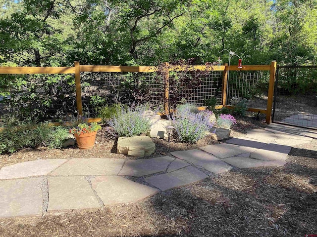 view of yard featuring a gate and fence
