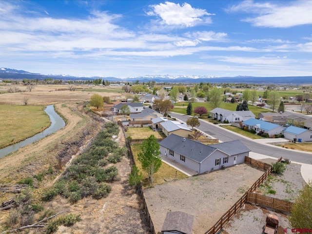 bird's eye view with a mountain view and a residential view