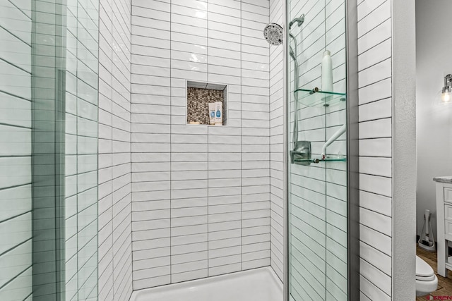 bathroom with a stall shower