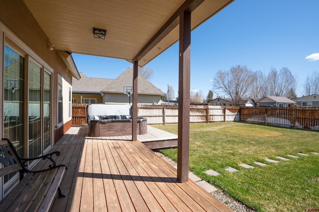 1010 N 11th St, Gunnison, CO 81230 - wooden deck with a fenced backyard, a yard, and a residential view