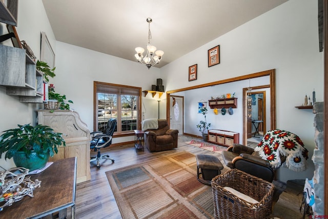500 Dove Ranch Rd, Bayfield, CO 81122 - living room featuring an inviting chandelier and wood finished floors