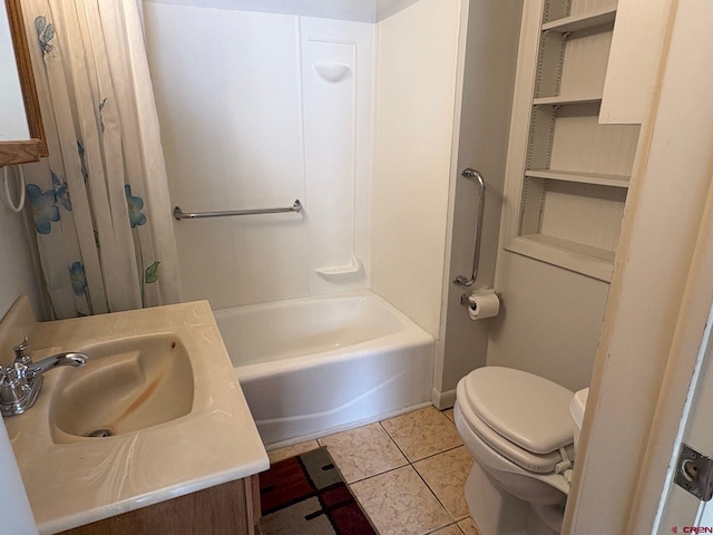 231 3rd Ave, Ouray, CO 81427 - full bathroom featuring vanity, tile patterned floors, shower / bath combo, and toilet