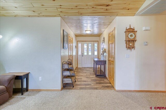 26 Steamboat Dr, Pagosa Springs, CO 81147 - interior space featuring carpet flooring, baseboards, visible vents, and wooden ceiling