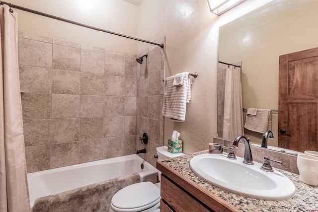 35900 Rd J.8, Mancos, CO 81328 - bathroom with shower / bath combination with curtain, vanity, toilet, and a textured wall