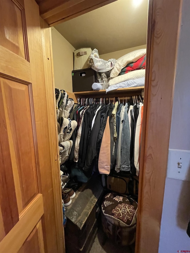 spacious closet with vaulted ceiling