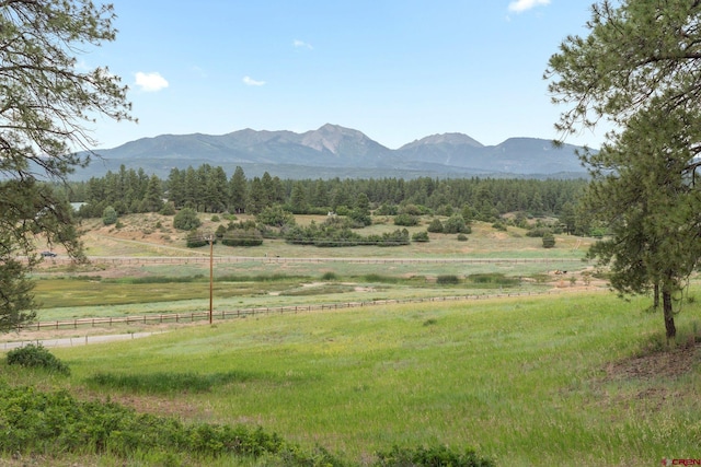 mountain view featuring a rural view
