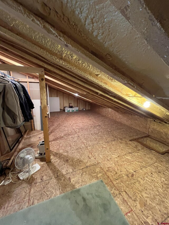 view of unfinished attic