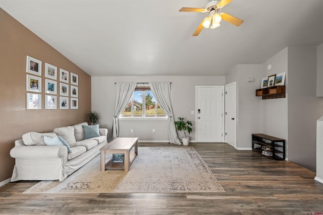 826 E Tamarack Dr, Bayfield, CO 81122 - living room with baseboards, ceiling fan, and wood finished floors