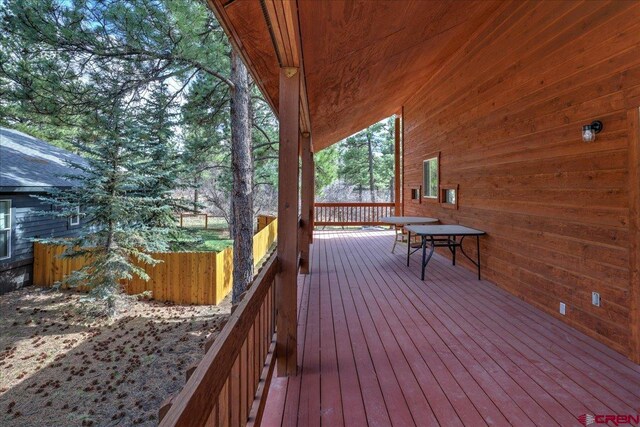 deck featuring fence
