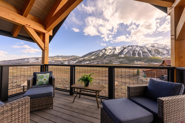 deck with a mountain view