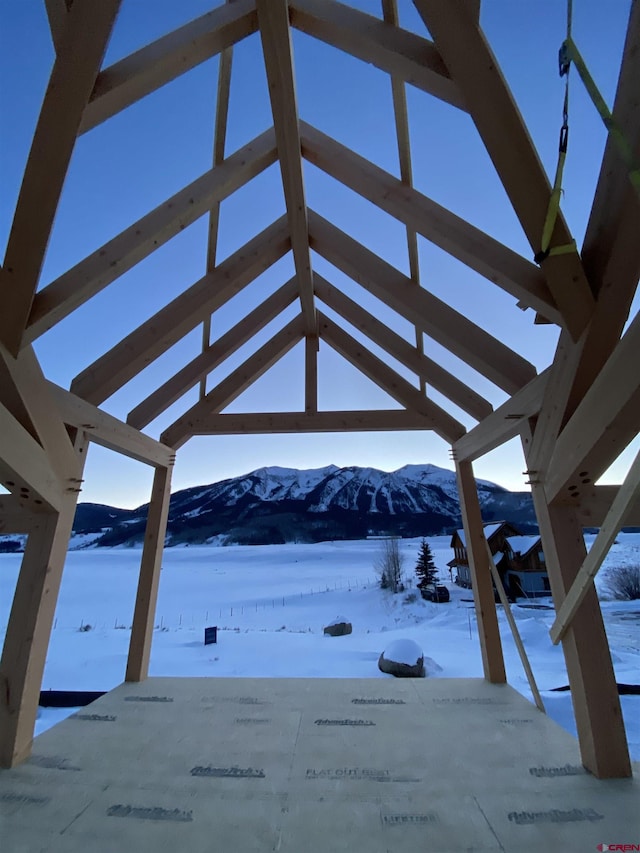 exterior details featuring a mountain view