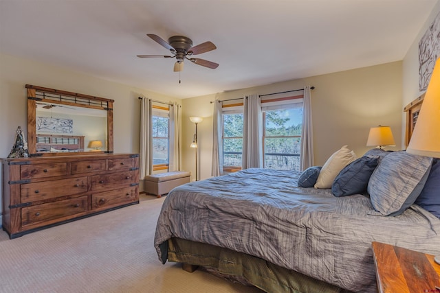 bedroom featuring carpet floors and a ceiling fan
