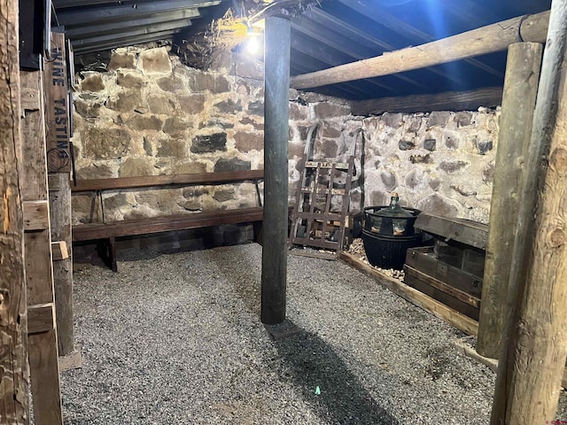 view of unfinished basement