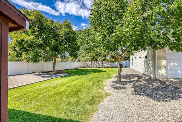 view of yard featuring a fenced backyard