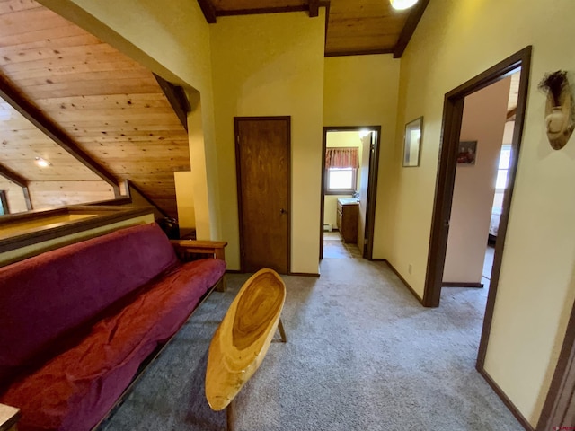 409 Sierra Vista Way, Gunnison, CO 81230 - sitting room featuring wood ceiling and carpet