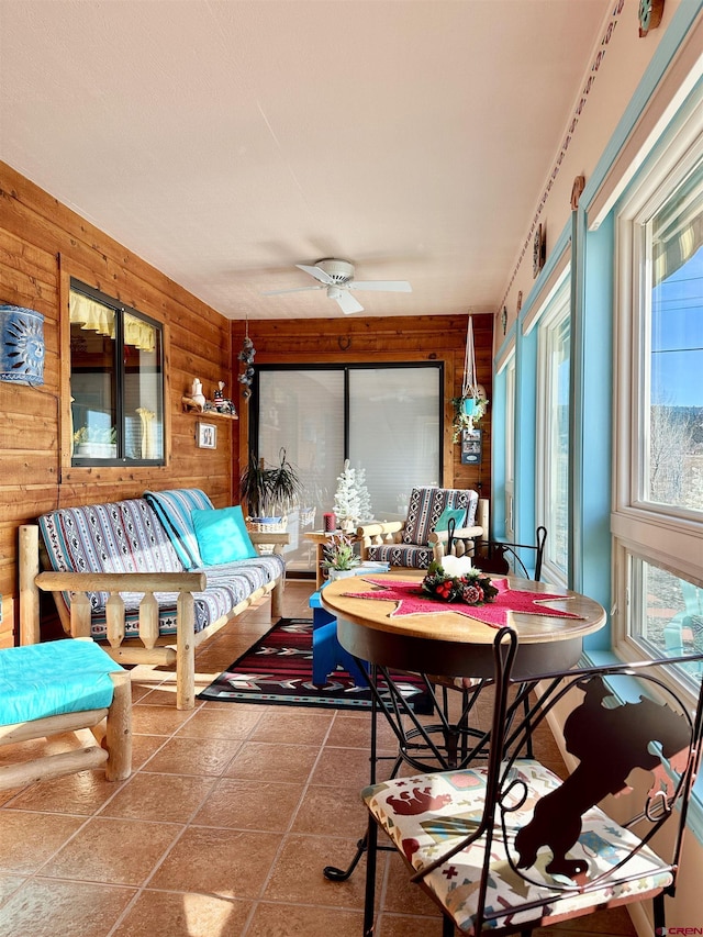 sunroom / solarium with wooden walls