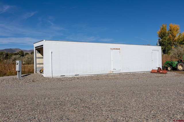 garage with a mountain view