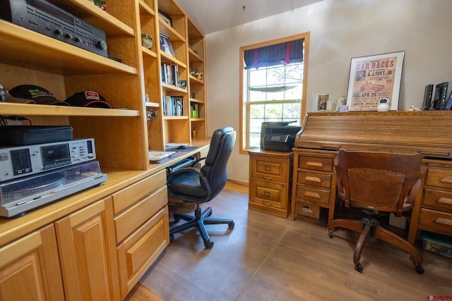 office with light wood-style floors