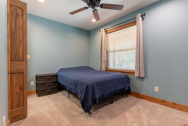 561 Sierra Dr, Durango, CO 81301 - bedroom with baseboards, ceiling fan, light carpet, and recessed lighting