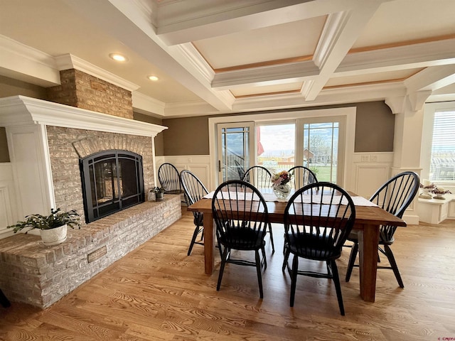 22876 Thunder Mountain Ln, Cedaredge, CO 81413 - dining area featuring coffered ceiling, plenty of natural light, and a decorative wall