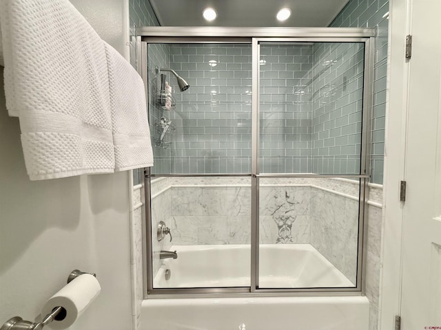 22876 Thunder Mountain Ln, Cedaredge, CO 81413 - bathroom with recessed lighting and combined bath / shower with glass door