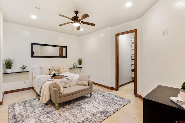 714 Washington Ct, Grand Junction, CO 81507 - bedroom with light tile patterned flooring, baseboards, recessed lighting, and ceiling fan