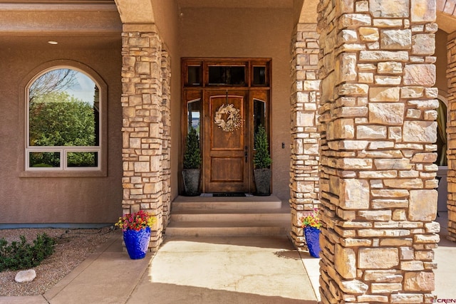 714 Washington Ct, Grand Junction, CO 81507 - property entrance with stone siding and stucco siding