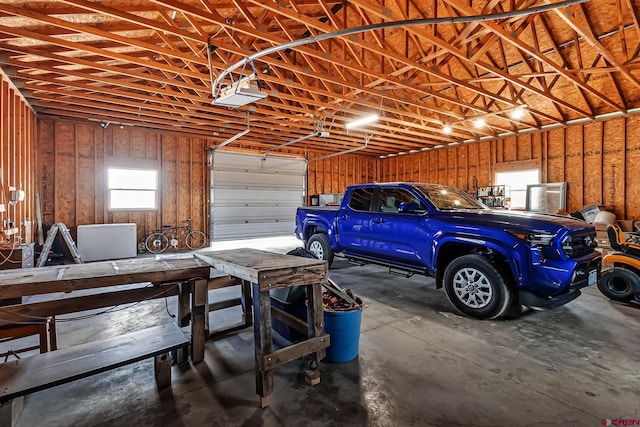 garage with a garage door opener
