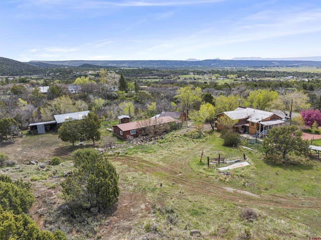 bird's eye view with a mountain view