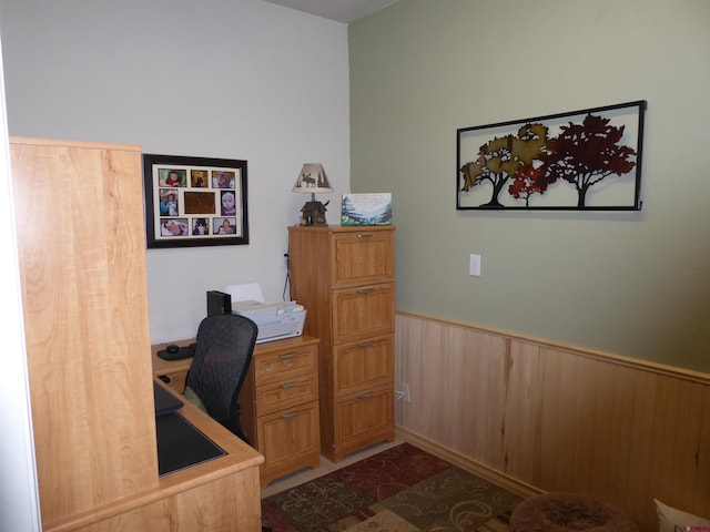 office space featuring wainscoting