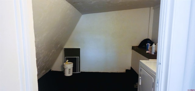 interior space with washing machine and dryer and laundry area
