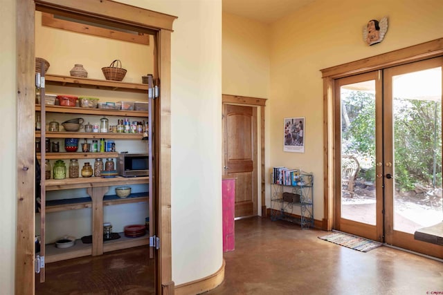 storage area featuring french doors
