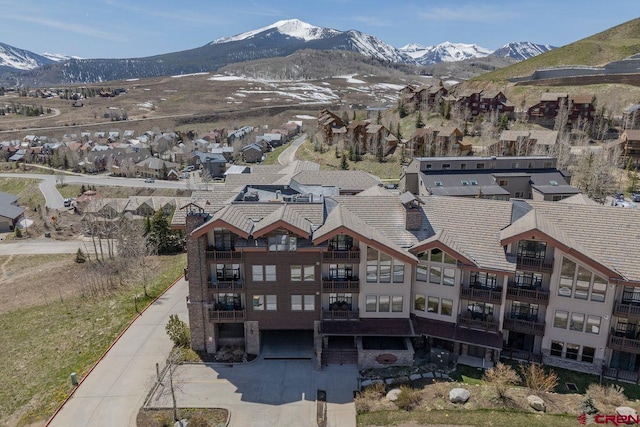 aerial view featuring a mountain view