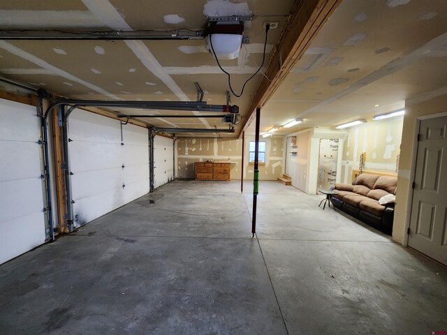 garage with a garage door opener