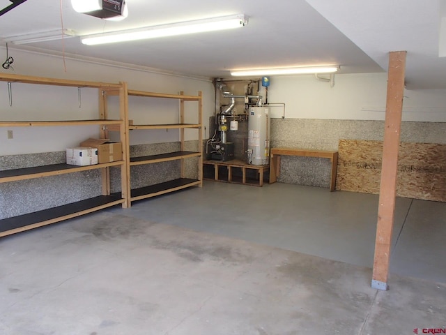 basement featuring gas water heater